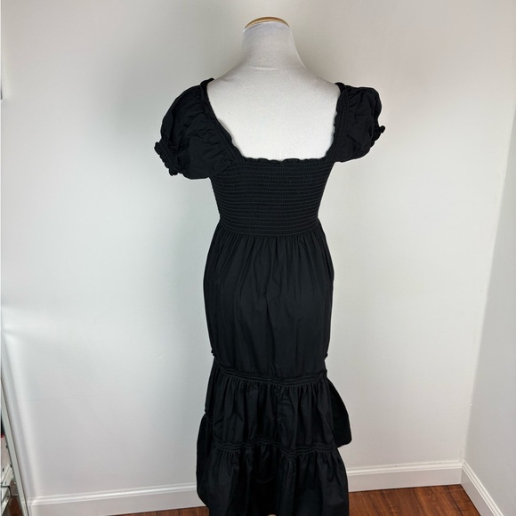 Tuckernuck O.P.T Black Square Neck Smocked Cotton Sundress Midi Dress Size XS - Picture 4 of 6